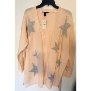Pink Star Open Front Cardigan